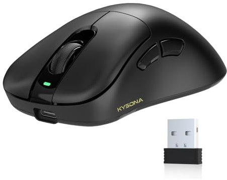 KYSONA Kabellose Ergonomische Gaming-Maus, Vertikale Maus 57g, Anti-Rutsch, 400-24000 DPI, 2,4 GHz + Bluetooth + Kabel, für PC, Laptop, Mac – Mars SE Schwarz