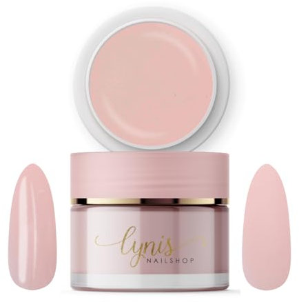 No File Aufbaugel für Gelnägel ALMOND NUDE 50ml für Profis & Anfänger als UV Gel SELBSTGLÄTTEND OHNE FEILEN · für UV & LED geeignet · pinchbar, mittelviskos · Lynis-Nailshop.de
