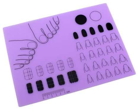 FRCOLOR Silicone Nail Art Mat with Ruler and Color Testing Area Flexible Manicure Table Protector for Nail Stamping and Polish Practice 11X8.3 Inch