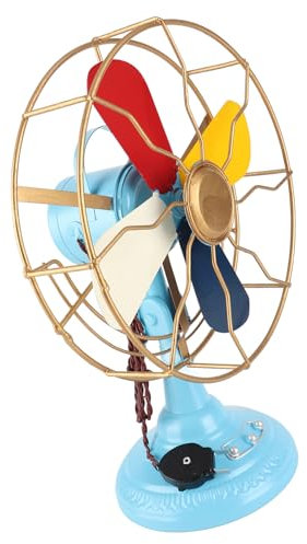 Yctze Ventilateur de Table Vintage R en Métal à Base Large pour Décoration de Vitrine, Couleurs et Ornements Exquis pour Modèle de Bureau, Décoration de Ventilateur en Métal pour