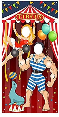 Diheohg Karneval Zirkus Dekoration Karneval Foto TüR Banner Hintergrund Requisiten, GroßE Stoff Foto TüR Banner für Karneval