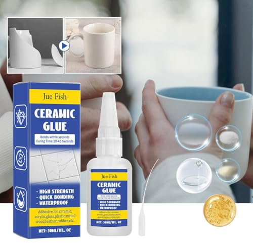 pulunto Pegamento de cerámica de 30 ml para reparación instantánea de porcelana y cerámica, pegamento adhesivo fuerte impermeable para manualidades, pegamento adhesivo fuerte para cerámica, porcelana,