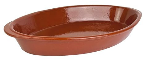 1 plat à gratin méditerranéen - 41 x 26 x 6,5 cm - Environ 3500 ml - Plat de service émaillé ovale - Passe au lave-vaisselle