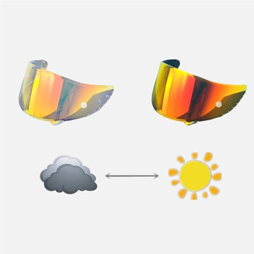 XYJTC Lente per Casco da Moto, X14 Shield di Ricambio for SHOEI Z7 CWR1 RF1200 Xspirit NXR Casco Integrale da Moto Visiera Lente Parabrezza Protezione UV (fotocromatico Revo Rosso-Giorno e Notte)