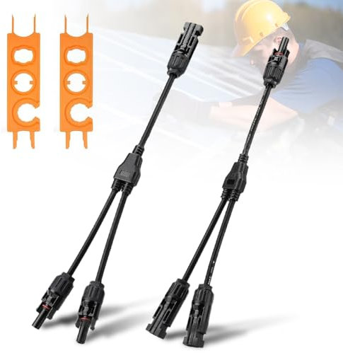 Kinfezlon Câble Y Solaire 4mm², 1 Paire de Y câble pour Panneau Solaire MMF/FFM, IP67, Panneau Solaire Connecteurs de Câble Y Distributeur, pour connecteur en Y MC4 pour Panneau Solaire