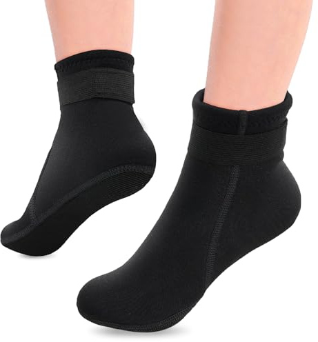 Aoreun Calzari Neoprene Bambini, Calzini in Neoprene, Calze da Antiscivolo Spiaggia, 3mm Calzini Neoprene per Immersioni, Calzari Ideali per Sport Acquatici, Anorkeling, Nuoto, Surf, 31-33 Nero