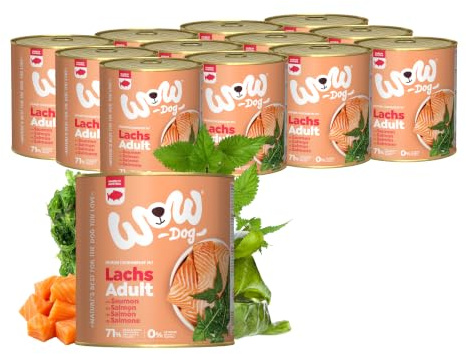 WOW Dog Hunde-Nassfutter mit Lachs 12 x 800g | ohne Getreide & Zucker