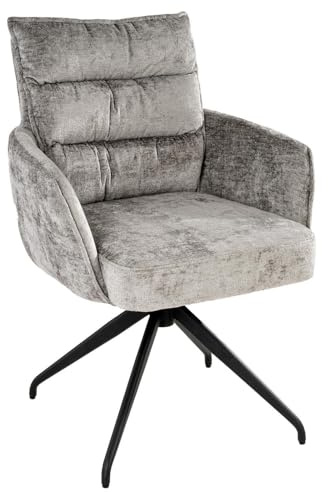 Home4You Polsterstuhl - Grau - Schwarz - Webstoff - Metallgestell - 360 Grad drehbar