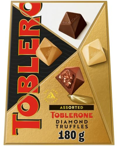 Toblerone Assorted Diamond Chocolate Truffles, Milk, Dark & Gold, 180 g