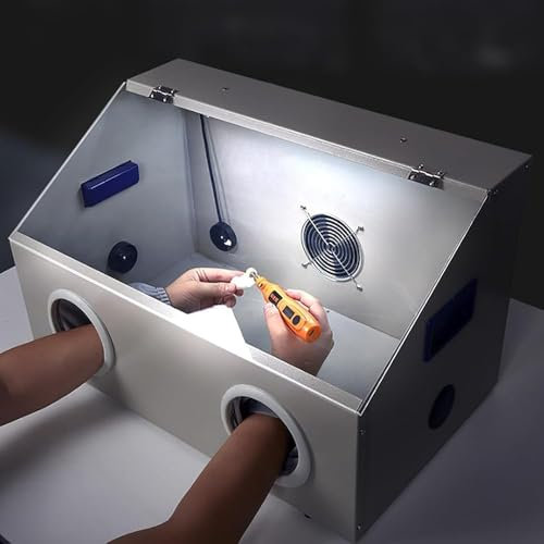 Collecteur De Poussière De Sableuse De Laboratoire, Boîte De Polissage Et De Meulage Dentaire, avec Éclairage LED, Sac À Poussière, Ventilateur Puissant De 2800 TR/Min, pour Meulage/Gravure/Polissage