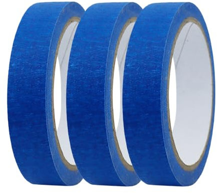 Opilroyn Lot de 3 rouleaux de ruban adhésif bleu amovible - Pour travaux muraux, aquarelles et inscriptions - Protection de résistante à la chaleur - Fournitures de bricolage pour peinture en aérosol