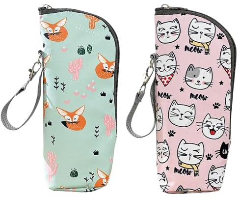 2 Pack Insulated Baby Bottle Bag, Portable Bottle Warmer Bag With Rope, Travel Thermal Holder, Waterproof Breastmilk Cooler Storage, Thermal Feeding Pouch Holder For Backpacks Strollers Travel Outdoor