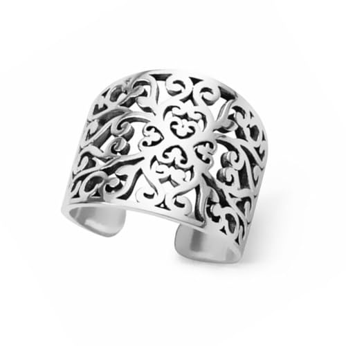 Zambuph Vintage inspirierter Damenring, modisches Statement Stück mit verstellbarer Passform, Metallringe für Damen, Ring für Damen