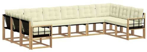 vidaXL Outdoor-Sofagarnitur mit Kissen 10 pcs Weiß und Creme, Gartenmöbel, modernes Outdoor-Sofa, bequemes Lounge-Set für Ihre Terrasse, robust und stylisch