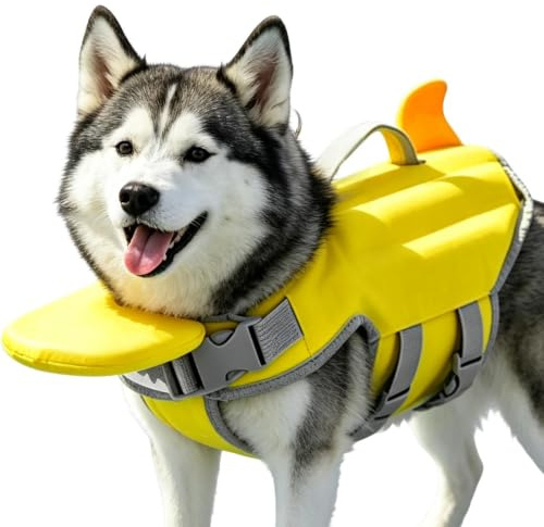 Schwimmweste Hund Mit Kopfstütze, Verstellbar & Reflektierend Mit Griff, M | Hunde Schwimmweste Mit Hohems Auftrieb Für Schwimmbäder, Strände, Seen Und Wasserparks