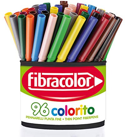 FIBRACOLOR Buntstifte, 96 Filzstifte, feine Spitze, superwaschbar
