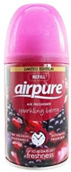 airpure Air-O-Matic Air Freshener Refill, 250ml, Automatic Spray Fragrance for Home, Office, Kitchens and Anywhere for a Burst of Fresh Scent - Sparkling Berry Fragrance