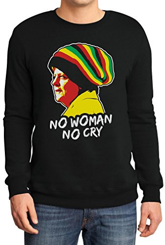 Coole Jamaika Merkel in Reggae Mütze - No Woman No Cry Herren Pulli Sweatshirt X-Large Schwarz