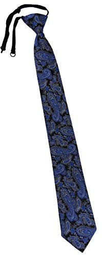 TigerTie Security Sicherheits Krawatte in blau schwarz silber Paisley gemustert - vorgebunden mit Gummizug