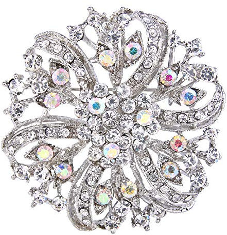 EVER FAITH österreichischen Kristall Vintage inspirierte Braut Blume Brosche Corsage Klar Silber-Ton