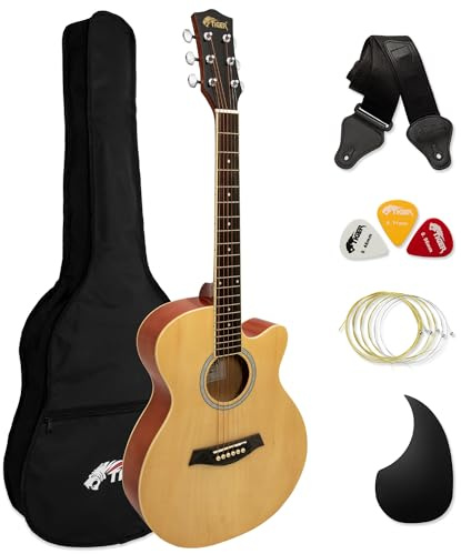 TIGER Akustikgitarre für Anfänger, klein, Natur | Jetzt mit 6 Monaten kostenloser Lektionen enthalten