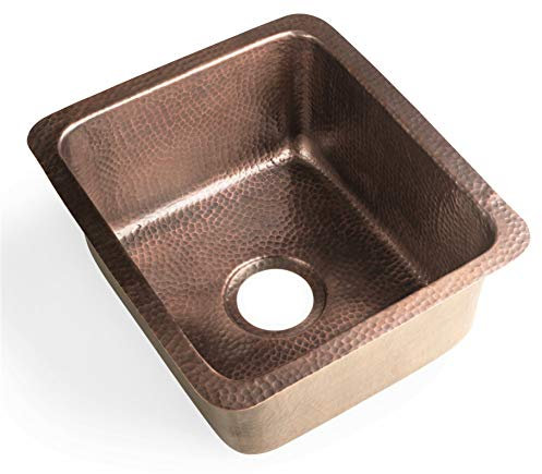 Monarch Abode 43,2 cm handgehämmerte Highball-Spüle aus reinem Kupfer, Doppelmontage, für Küchenspüle, Unterbau-Küchenspüle, tiefe, rechteckige Einzelschüssel