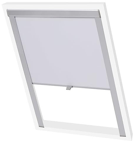 vidaXL Verdunkelungsrollo Dachfensterrollo Verdunkelung Klemmrollo Dachrollo Verdunklungsrollo Seitenzugrollo Weiß FK06
