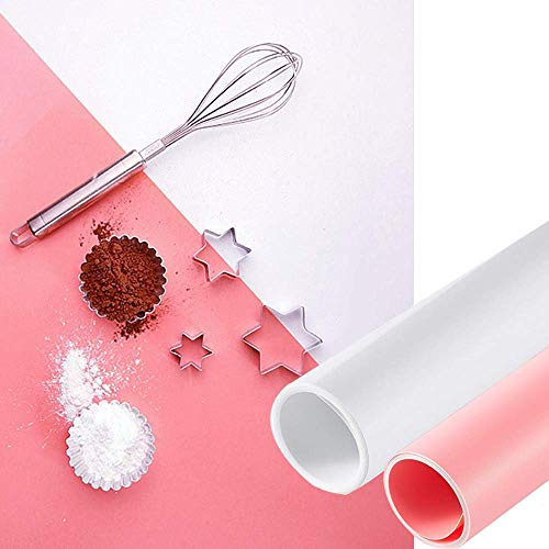 Selens Photography Backdrop PVC Background Vinyl 50x100 cm White Pink | 2Pcs Kit, Waterproof for Photo Studio Flat Lay Food Product Props Cosmetic Jewelry Shooting Video Youtube
