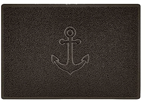 Nicoman Anchor Embossed Shape Door Mat Dirt-Trapper Washable Barrier Doormat-(Use Indoor or Sheltered Outdoor)-(90x60cm/3x2ft,Large) Brown