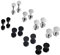 LEEQ 8 Paare Runden Ohrstecker Set Ohrringe für Herren Damen Silber Schwarz 3mm 5mm 6mm 8mm（Silber Schwarz 3cm 5cm 6cm 8cm）