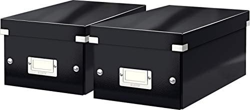 Leitz Click and Store 60410001 Archive Box for CDs Grey Cardboard, Black