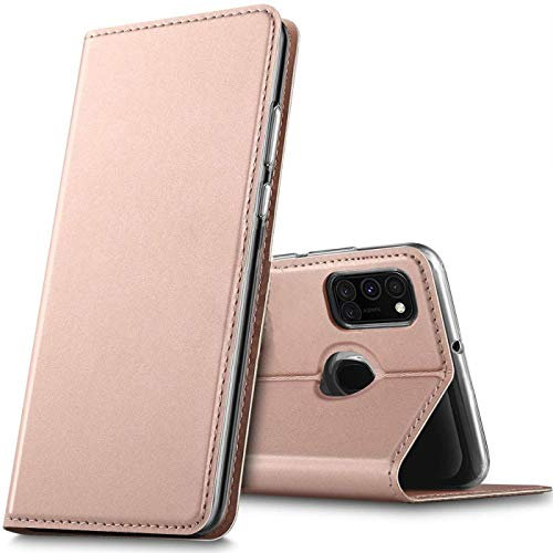Verco Handyhülle für Samsung Galaxy A21s, Premium Handy Flip Cover für Samsung A21s Hülle [integr. Magnet] Book Case PU Leder Tasche, Rosegold