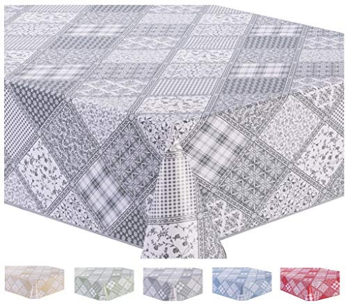 Home Direct Large Rectangular Oilcloth PVC Wipe Clean Tablecloth Table Cover 140cm x 240cm 55x94 Light Grey