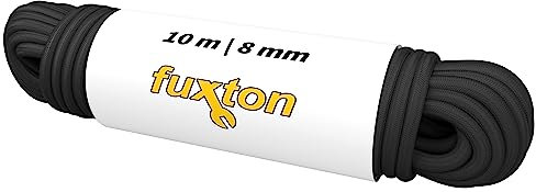 fuxton® Gummiseil (8mm x 10m), Expanderseil, Gummileine, Bungee Cord Marine, Spanngummi Meterware, schwarz