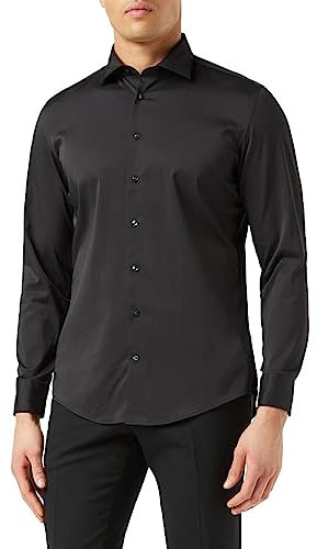 Seidensticker Herren Mens Slim Longsleeve Cotton Hemd, Schwarz(650400), 41 EU