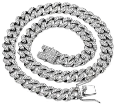 HCMA Iced Out Männer Kubanische Halskette Kette Hip Hop Schmuck Halsband Gold Silber Strass Verschluss für Männer Rapper Halsketten Link