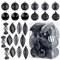 Prextex Black Christmas Ball Ornaments Christams Decor 24 Pieces Xmas Tree Shatterproof Ornaments Hanging Loop Holiday & Party Decoration (Combo Of 8 Ball & Shaped Styles),Medium,8 Different Styles