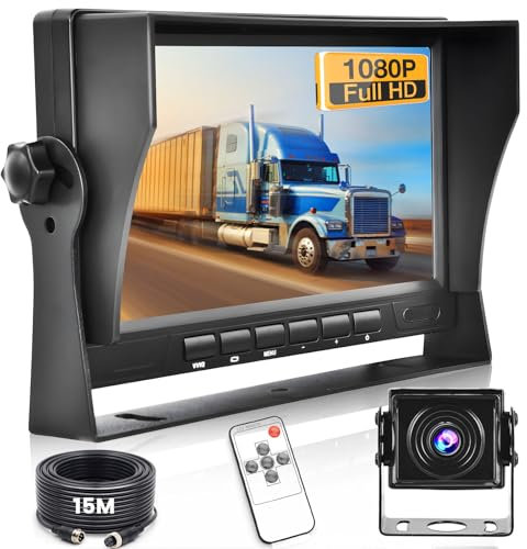 Kit Telecamera Posteriore per Retromarcia Hikity AHD 1080P Telecamera per Auto con 7 Pollici Monitor LCD, Impermeabile Visione Notturna Telecamera Retrovisiva Kit Applicare per Bus/Camion/Camper