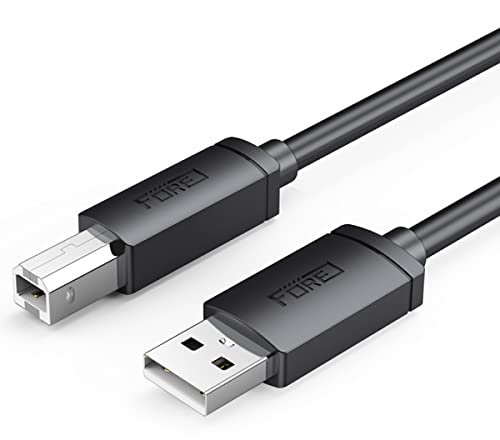 FORE 1m MIDI Cable Type-B for Musical Instrument Compatible with MIDI Keyboard, Electronic Piano/Drum, Synthesizer, Audio Interface for Editing&Recording Track for Studio USB 2.0 Black