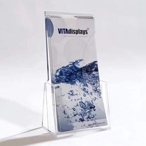 2 Stück DIN Lang (DL) Tisch-Prospektständer als Flyerständer, Prospekthalter von VITAdisplays, transparenter Prospektaufsteller