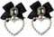 FJYDBTWJ S925 Ohrringe Pin süßer Schmuck Schwarze Schleife Kristallglas Simulation Perle Herz Ohrringe Damen Ohrringe Anmut/A / 1 Pair