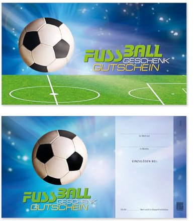 GESCHENKGUTSCHEINcom 25 Stück Geschenkgutscheine zum Selbstausfüllen. Gutschein-Vordruck für Sportartikelhandel Fußballer. SP1226