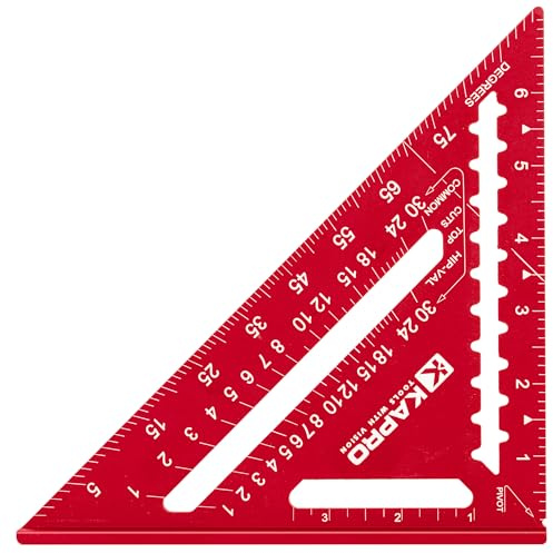 Kapro - 446 High Definition Anodized Rafter Square - Resists Wear and Corrosion - Features Conversion Table and Protractor - Lightweight & Compact Profile - 7 Inch
