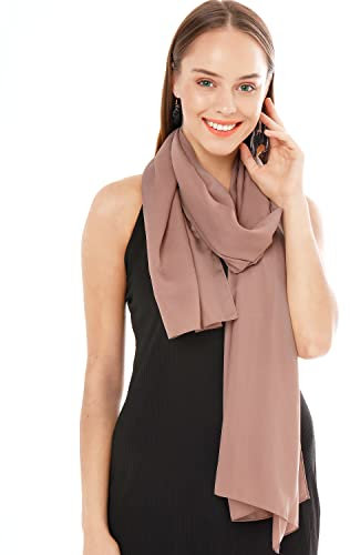 Chiffon Schal Damen Dunkel Taupe - Seidenweich und Federleicht - Eleganter Halstuch Schal - Polyester Tuch Halstuch Damen Frühling Sommer - Pflegeleichtes Schaltuch - Damenschal Leicht (Dunkel Taupe)