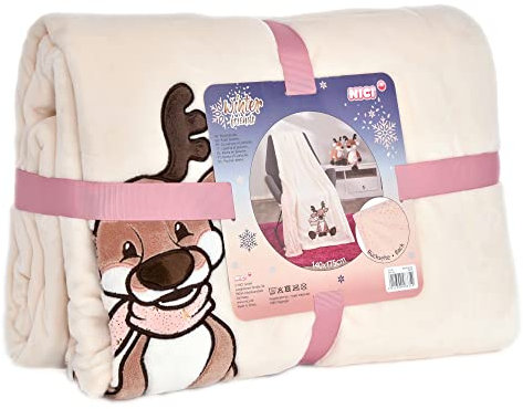 NICI 48335 Plüschdecke Rentier Jonte ca. 140x175cm Winter Friends Green