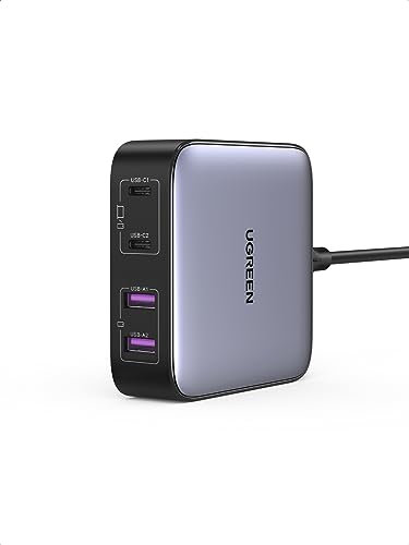 UGREEN USB C Charger 65W Plug GaN Fast Desktop Charger Nexode 4-Port Laptop Charger Compatible with MacBook Air/MacBook Pro M3, Dell XPS, iPhone 16/15/14, iPad, Galaxy S24/S23, Pixel 9, Steam Deck