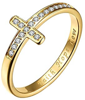 Epinki 2.5MM Bague Acier pour Femme, Bague Croix Or Alliances pour Mariage Taille 60