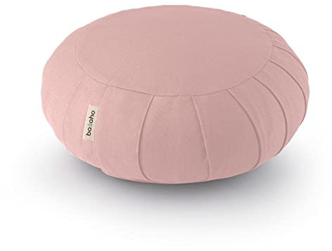 basaho CLASSIC Zafu Meditationskissen Yogakissen | Bio-Baumwolle | Buchweizenschalen | Abnehmbarer und waschbarer Bezug (Hellrosa)