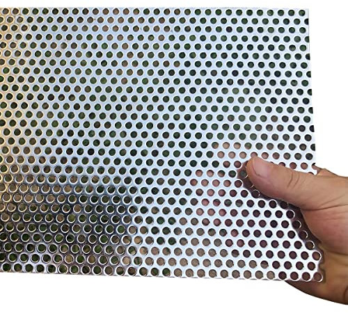 FengYoo Hoja Perforada de Acero Inoxidable | Agujero 5 mm, Grosor 1,1 mm - 400 mm x 200 mm | Chapa de Metal | Rejilla y Malla de Canalón