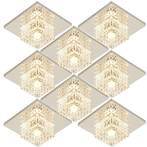 FAZRPIP Crystal Led Downlights Set of 8,Baffle Trimm,5W Bunte Led-Deckeneinbauleuchte Eingebettete LED-Kristall-Flächenleuchte Quadratische LED-Einbaubeleuchtung Cut Hole Size: 50-90mm